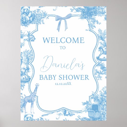 ブルーフランスのホワイトトイレデジュエベアベビーウェルカム ポスター (正面)