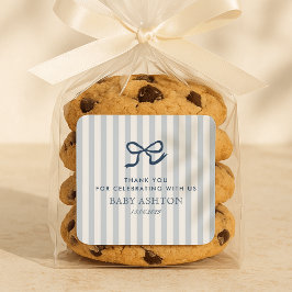 ブルーフランスのボウ&ストライプベビーシャワー スクエアシール