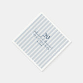 ブルーフランスのボウ&ストライプベビーシャワー スタンダードカクテルナプキン (角)