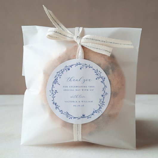 ブルーフランスのボタニカルリース結婚式の引き出物 ラウンドシール