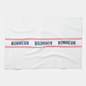 ブルーフランスのボヌール&レッドキッストライプのチン キッチンタオル (横)