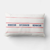 ブルーフランスのボヌール&レッドストライプの ランバークッション (正面)