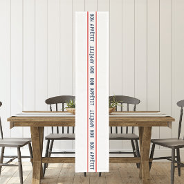 ブルーフランスのボンアペティ&レッドストライプの ショートテーブルランナー