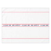 ブルーフランスのボンアペティ&レッドストライプの テーブルクロス (正面(横))