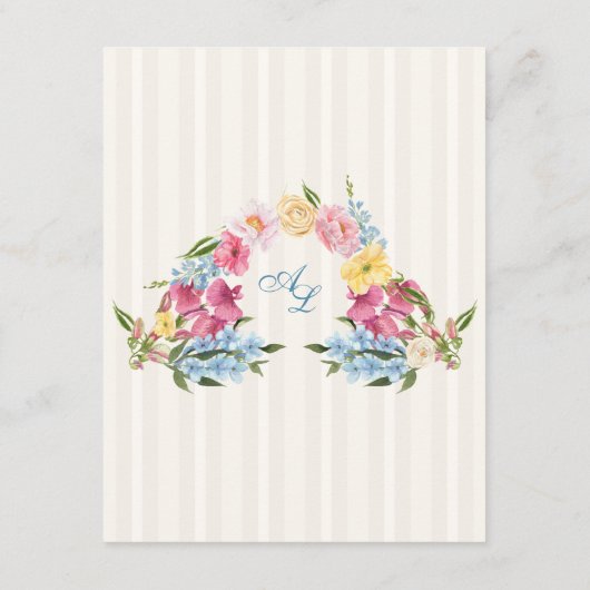 ブルーフランスのヴィンテージフローラブケ結婚の詳細 エンクロージャーカード (裏面)