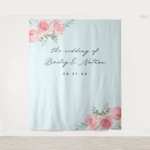 ブルーフランスの庭園の結婚式撮影背景 タペストリー