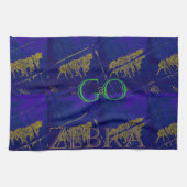 ブルーフランスの「ゼブラ行こう」抽象芸術プリント キッチンタオル (横)