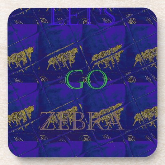 ブルーフランスの「ゼブラ行こう」抽象芸術プリント コースター (正面)