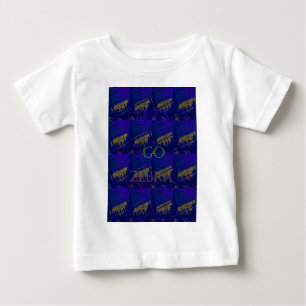 ブルーフランスの「ゼブラ行こう」抽象芸術プリント ベビーTシャツ