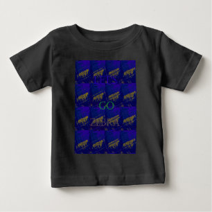 ブルーフランスの「ゼブラ行こう」抽象芸術プリント ベビーTシャツ