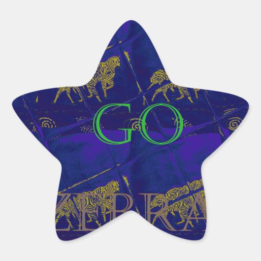 ブルーフランスの「ゼブラ行こう」抽象芸術プリント 星シール (正面)