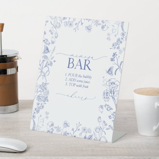 ブルーフランスの&ホワイトシャワビクトリアンーミモザバー 台座サイン (インサイチュ)