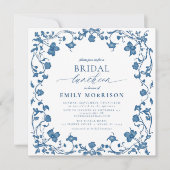 ブルーフランスの&ホワイトブライダルルビクトリアンンチョン 招待状 (正面)