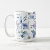 ブルーフランスの&ラベンダーウォーターカラーフローラ結婚ズ コーヒーマグカップ (左)