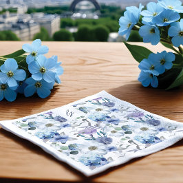 ブルーフランスの&ラベンダーウォーターカラーフローラ結婚ズ スタンダードカクテルナプキン