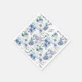 ブルーフランスの&ラベンダーウォーターカラーフローラ結婚ズ スタンダードカクテルナプキン (角)