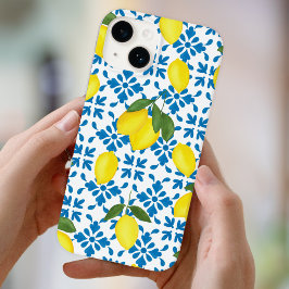 ブルーフランスカントリタイル レモンパターン Case-Mate iPhone 14ケース