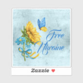 ブルーフリーウクライナサンフラワー&バタフライビニル シール (シート)