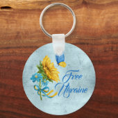 ブルーフリーウクライナサンフラワー&バタフライ キーホルダー (正面)