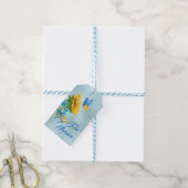 ブルーフリーウクライナサンフラワー&バタフライ ギフトタグ (より糸付き)