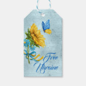 ブルーフリーウクライナサンフラワー&バタフライ ギフトタグ (正面)