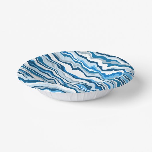ブルーフルフィルドアートマーブルポー絵画ズストライプ ペーパーボウル (傾斜あり)