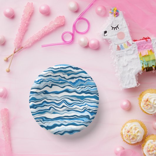 ブルーフルフィルドアートマーブルポー絵画ズストライプ ペーパーボウル (パーティー)