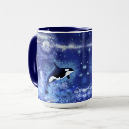 ブルーフルムーンコーヒーマグのキラークジラ マグカップ (正面左)