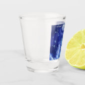 ブルーフルムーンショットグラスにキラークジラ ショットグラス (左)