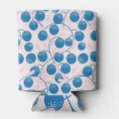 ブルーフルーツ、ピンク葉のデザイン、シームレス。 缶クーラー (裏面)