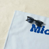 ブルーフレイムファイアブリージングドラゴンパーソナライズされた名 ビーチタオル (インサイチュ)