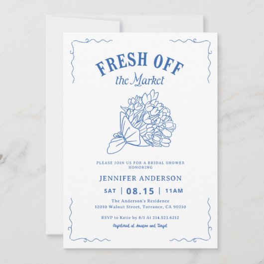 ブルーフレッシュオフザマーケットガーデンブライダルシャワー 招待状 (正面)