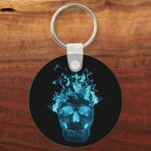 ブルーフレーミングスカルキーチェーン キーホルダー (正面)