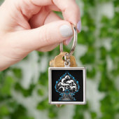 ブルーフレーミングスペードスカル キーホルダー (手)