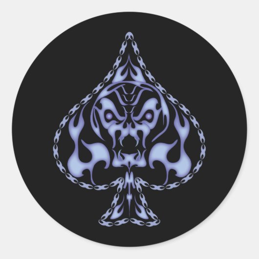 ブルーフレーミングスペードスカル ラウンドシール (正面)