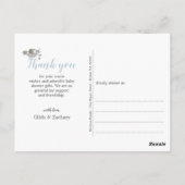 ブルーフレームでハンサム写真誕生のお知らせ ポストカード (裏面)