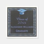 ブルーフレームエレガント卒業式 スタンダードカクテルナプキン (正面)