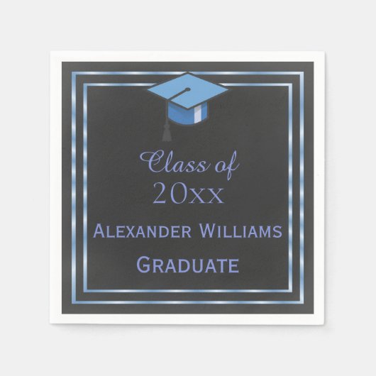 ブルーフレームエレガント卒業式 スタンダードカクテルナプキン (正面)