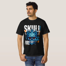 ブルーフレームスカル - エッジストリートウェアTシャツ Tシャツ