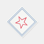 ブルーフレームレッド&ホワイトスター7月4日 スタンダードカクテルナプキン (角)