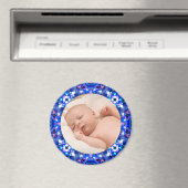 ブルーフレーム男の赤ちゃんグランドペアレントのギフトフォトマーニュ マグネット (インサイチュ (食洗機))