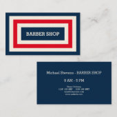 ブルーフレーム赤と白理容師ショップ 名刺 (正面/裏面)