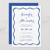 ブルーフレーム ウェディング 招待状 (正面/裏面)