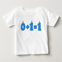 ブルーフロスティング1歳の誕生日ろうそく ベビーTシャツ