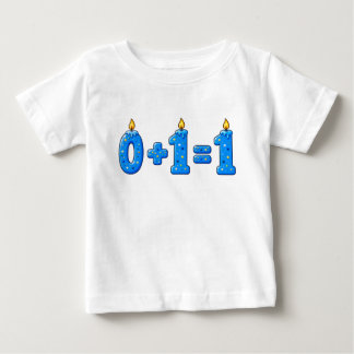 ブルーフロスティング1歳の誕生日ろうそく ベビーTシャツ