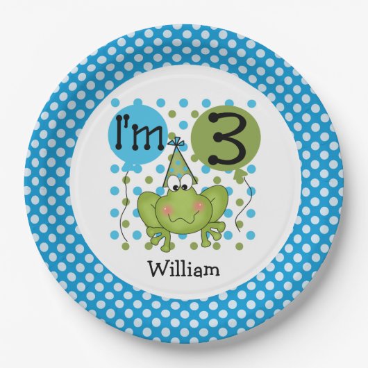 ブルーフロッグ3rd誕生日紙プレート ペーパープレート (正面)