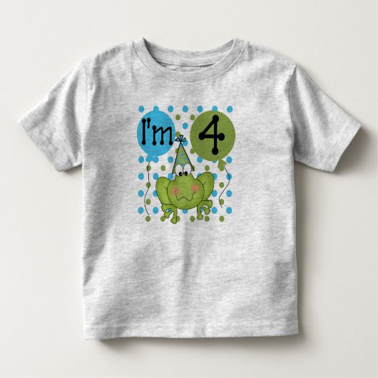 ブルーフロッグ4歳の誕生日 トドラーTシャツ (正面)