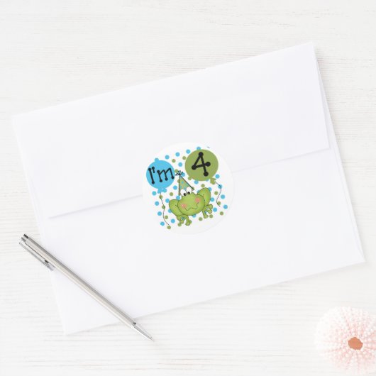 ブルーフロッグ4th誕生日Tシャツとギフト ラウンドシール (封筒)