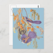 ブルーフロリダスクラブジェイAudubonオレンジと鳥 ポストカード (正面/裏面)