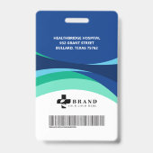 ブルーフローカラフルデザイン医療IDとロゴ バッジ (裏面)